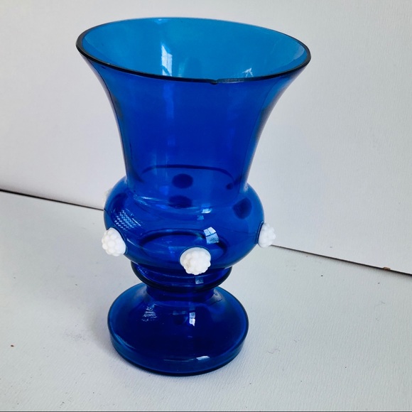 Vase Cobalt Blue glass mid century modern Art Glass Vintage - Picture 5 of 7
